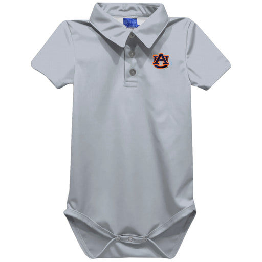 Auburn University Tigers Embroidered Gray Solid Knit Polo Onesie