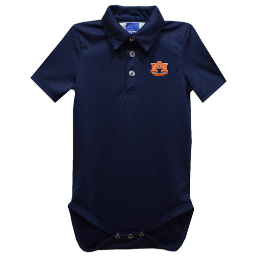 Auburn University Tigers Embroidered Navy Solid Knit Polo Onesie