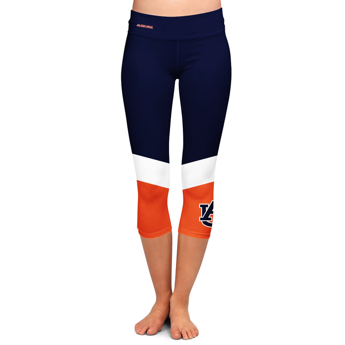 Auburn Tigers Vive La Fete Game Day Collegiate Ankle Color Block Girls Blue Orange Capri Leggings
