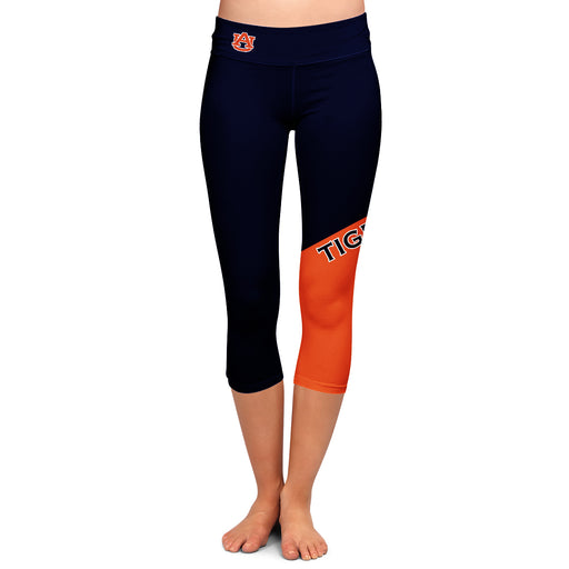 Auburn Tigers Vive La Fete Game Day Collegiate Leg Color Block Girls Blue Orange Capri Leggings