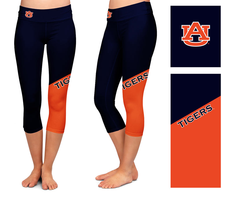 Auburn Tigers Vive La Fete Game Day Collegiate Leg Color Block Girls Blue Orange Capri Leggings - Vive La Fête - Online Apparel Store