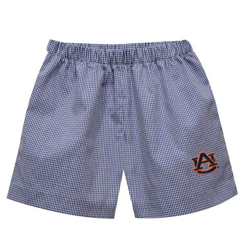 Auburn Tigers Embroidered Navy Gingham Pull On Short