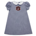 Auburn University Tigers Embroidered Navy Gingham Short Sleeve A Line Dress
