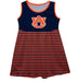 Auburn Tigers Vive La Fete Girls Game Day Sleeveless Tank Dress Solid Blue Logo Stripes on Skirt