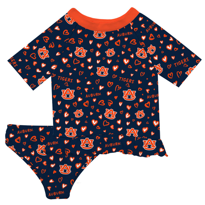 Auburn University Tigers Vive La Fete All Over Logo Blue Long Sleeve Bikini Set