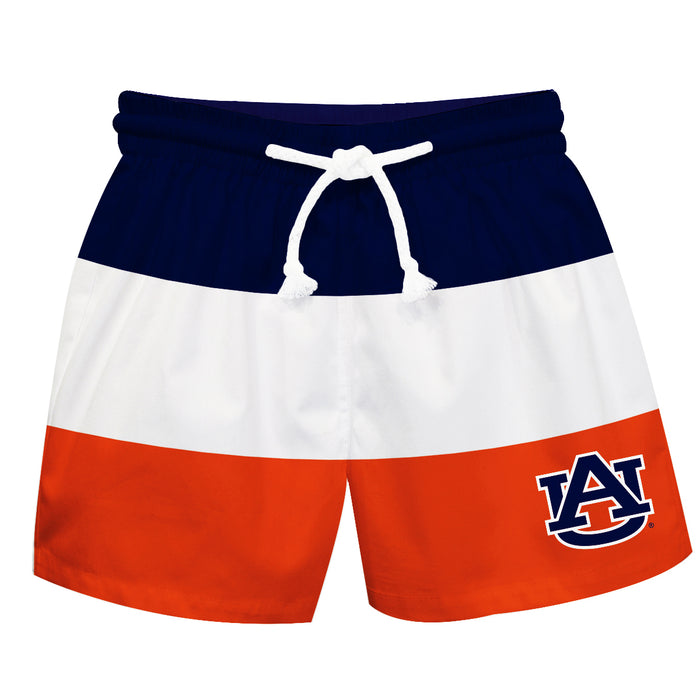 Auburn Tigers Vive La Fete Navy and White and Orange Wide Stripes Swimtrunks 
