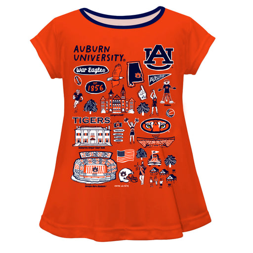 Auburn University Tigers Vive La Fete Impressions Artwork Orange Short Sleeve Top