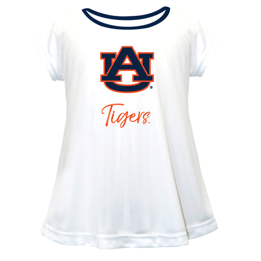 Auburn Tigers Vive La Fete Girls Game Day Short Sleeve White Top with School Logo and Name