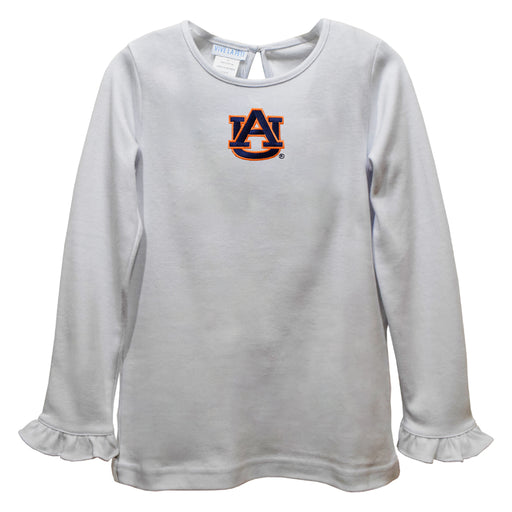 Auburn University Tigers Embroidered White Knit Long Sleeve Girls Blouse