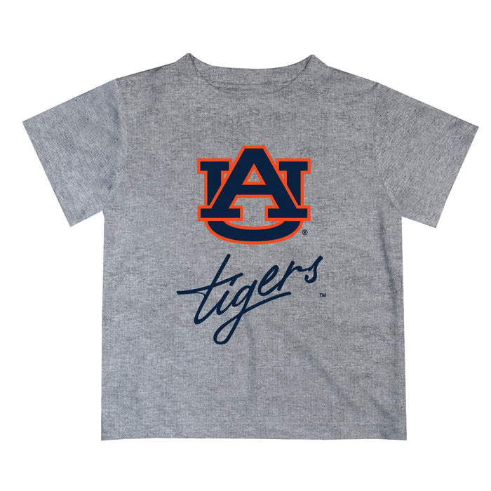 Auburn University Tigers Vive La Fete Script V1 Gray Short Sleeve Tee Shirt
