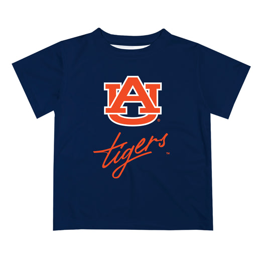 Auburn University Tigers Vive La Fete Script V1 Blue Short Sleeve Tee Shirt