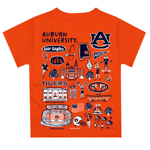 Auburn University Tigers Hand Sketched Vive La Fete Impressions Artwork Boys Orange Short Sleeve Tee Shirt - Vive La Fête - Online Apparel Store