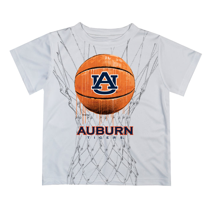 Auburn University Tigers Original Dripping Basketball White T-Shirt by Vive La Fete