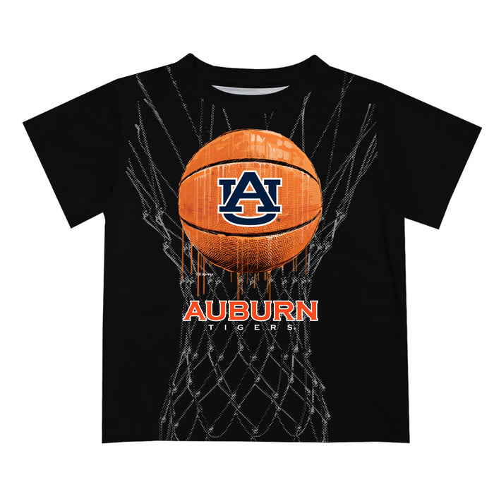 Auburn University Tigers Original Dripping Basketball Black T-Shirt by Vive La Fete