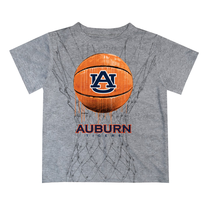 Auburn University Tigers Original Dripping Basketball Heather Gray T-Shirt by Vive La Fete