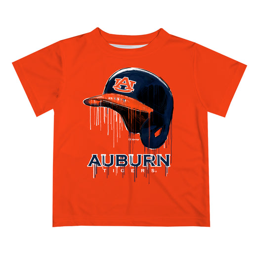 Auburn Tigers Original Dripping Baseball Helmet Orange T-Shirt by Vive La Fete