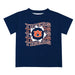 Auburn University Tigers Vive La Fete  Blue Art V1 Short Sleeve Tee Shirt