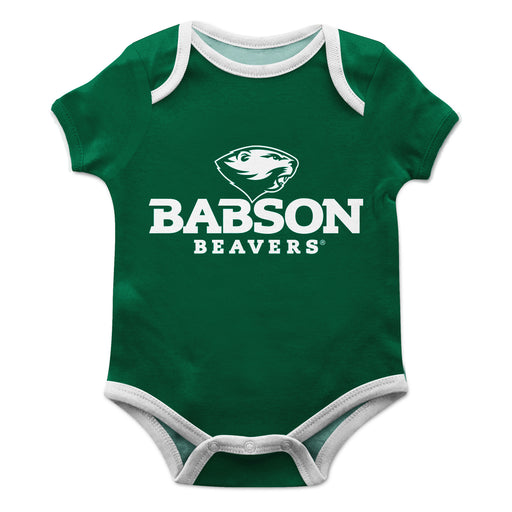 Babson College Beavers Vive La Fete Infant Game Day Green Short Sleeve Onesie Logo and Mascot Bodysuit - Vive La Fête - Online Apparel Store