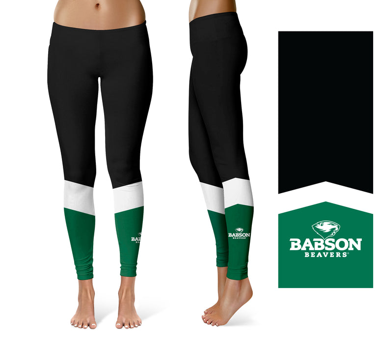 Babson College Beavers Vive La Fete Game Day Collegiate Ankle Color Block Women Black Green Yoga Leggings - Vive La Fête - Online Apparel Store