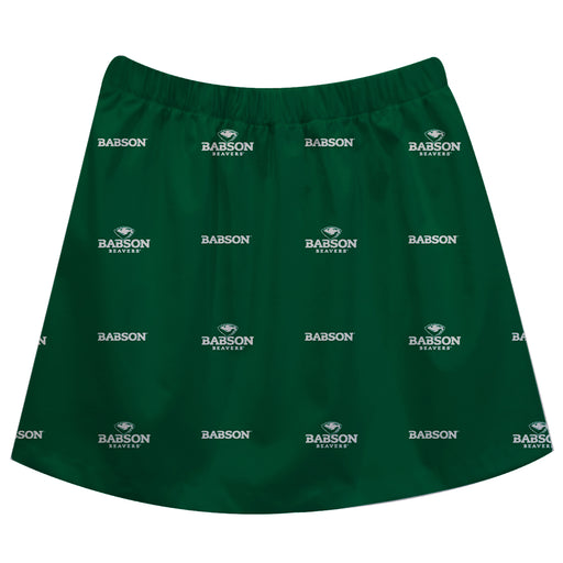 Babson College Beavers Vive La Fete Girls Game Day All Over Logo Elastic Waist Classic Play Green Skirt - Vive La Fête - Online Apparel Store