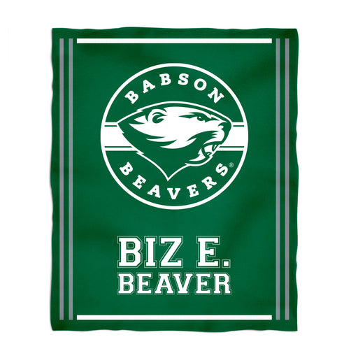 Babson College Beavers Vive La Fete Kids Game Day Green Plush Soft Minky Blanket 36 x 48 Mascot