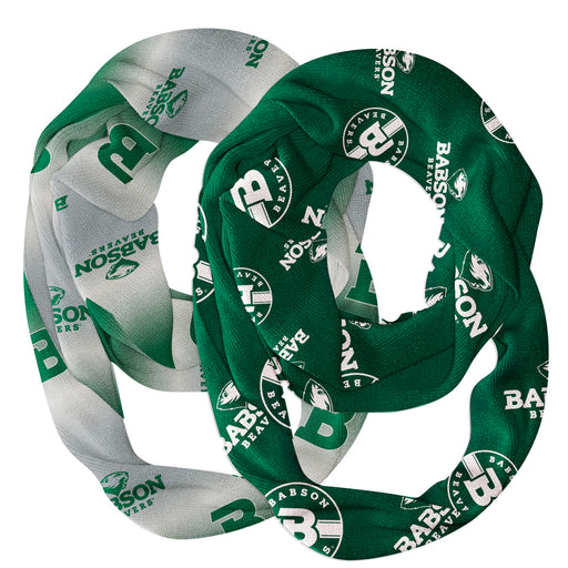 Babson College Beavers Vive La Fete All Over Logo Collegiate Women Set of 2 Light Weight Ultra Soft Infinity Scarfs