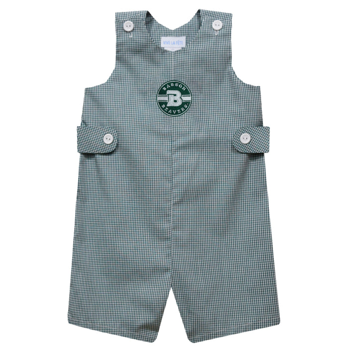 Babson College Beavers Embroidered Hunter Green Gingham Boys Jon Jon