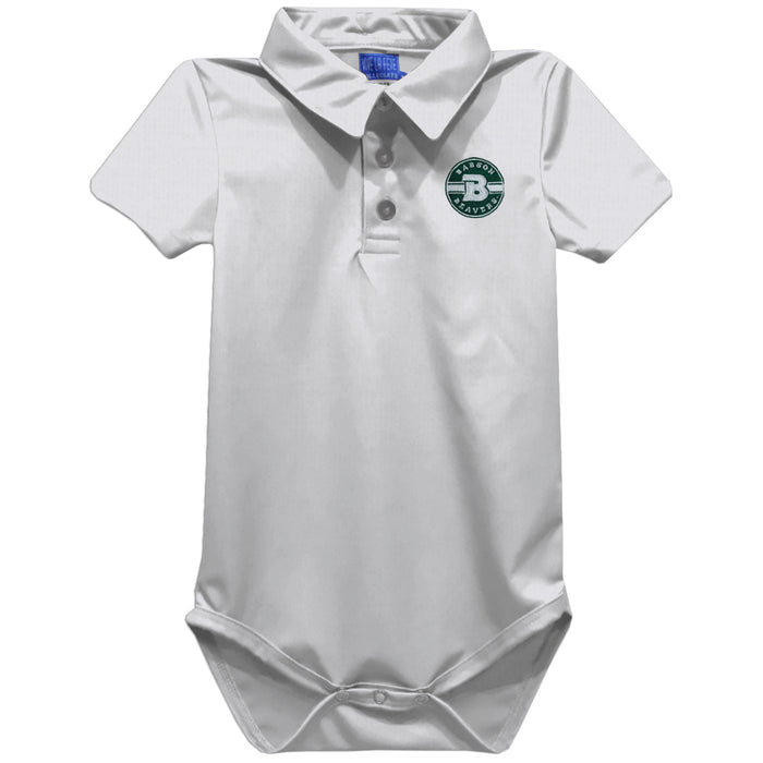 Babson College Beavers Embroidered White Solid Knit Polo Onesie