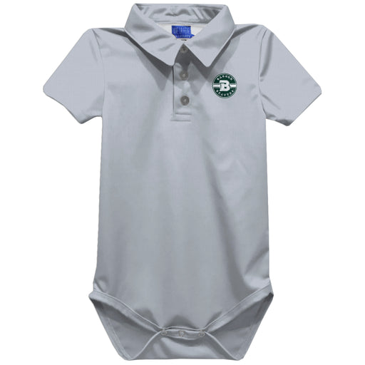 Babson College Beavers Embroidered Gray Solid Knit Polo Onesie