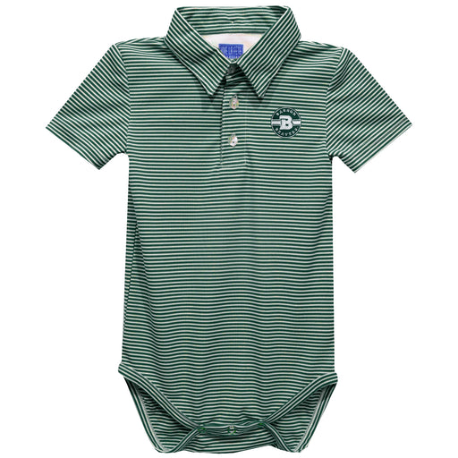 Babson College Beavers Embroidered Hunter Green Stripe Knit Polo Onesie