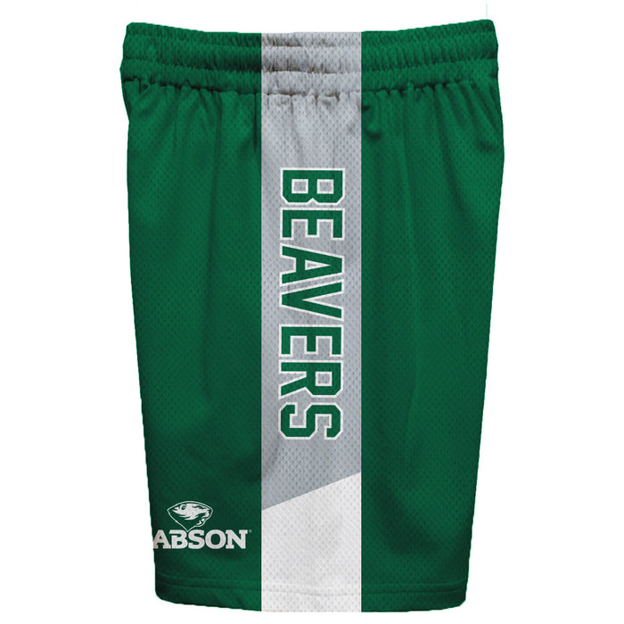 Babson College Beavers Vive La Fete Game Day Green Stripes Boys Solid Gray Athletic Mesh Short - Vive La Fête - Online Apparel Store