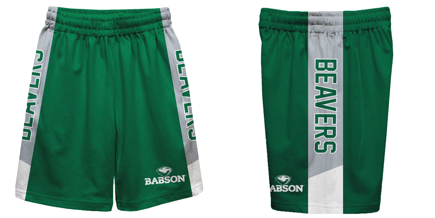 Babson College Beavers Vive La Fete Game Day Green Stripes Boys Solid Gray Athletic Mesh Short - Vive La Fête - Online Apparel Store