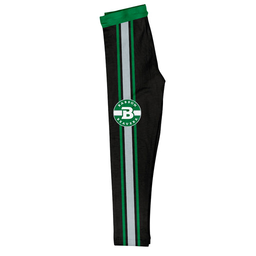 Babson College Beavers Vive La Fete Girls Game Day Brown with Green Stripes Leggings Tights