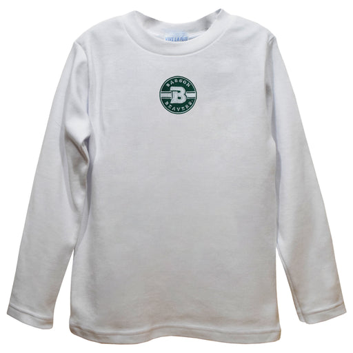 Babson College Beavers Embroidered White Long Sleeve Boys Tee Shirt