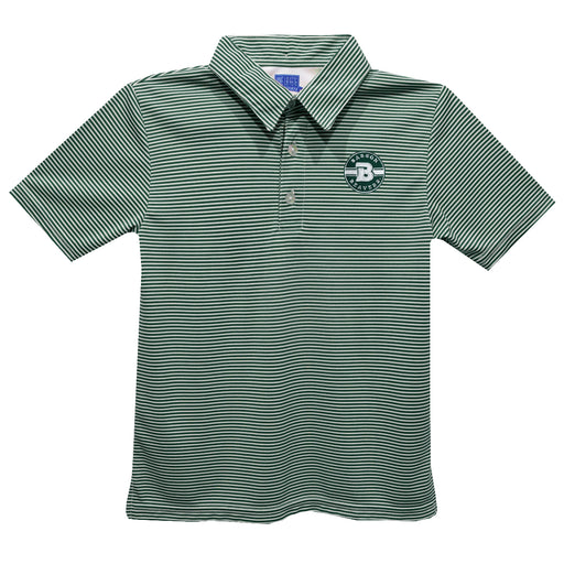 Babson College Beavers Embroidered Hunter Green Stripes Short Sleeve Polo Box Shirt