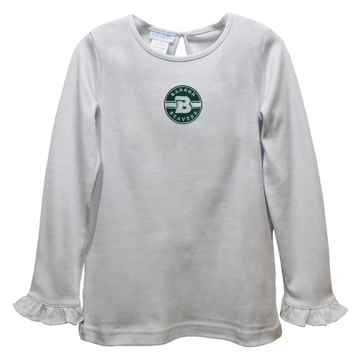 Babson College Beavers Embroidered White Knit Long Sleeve Girls Blouse