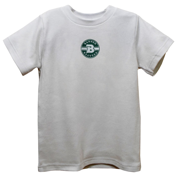 Babson College Beavers Embroidered White Short Sleeve Boys Tee Shirt