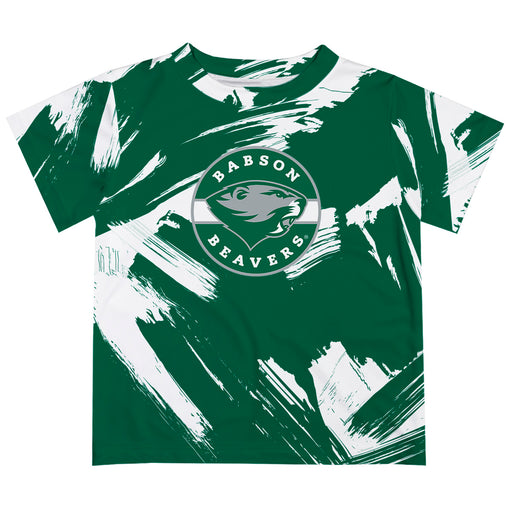 Babson College Beavers Vive La Fete Boys Game Day Green Short Sleeve Tee Paint Brush