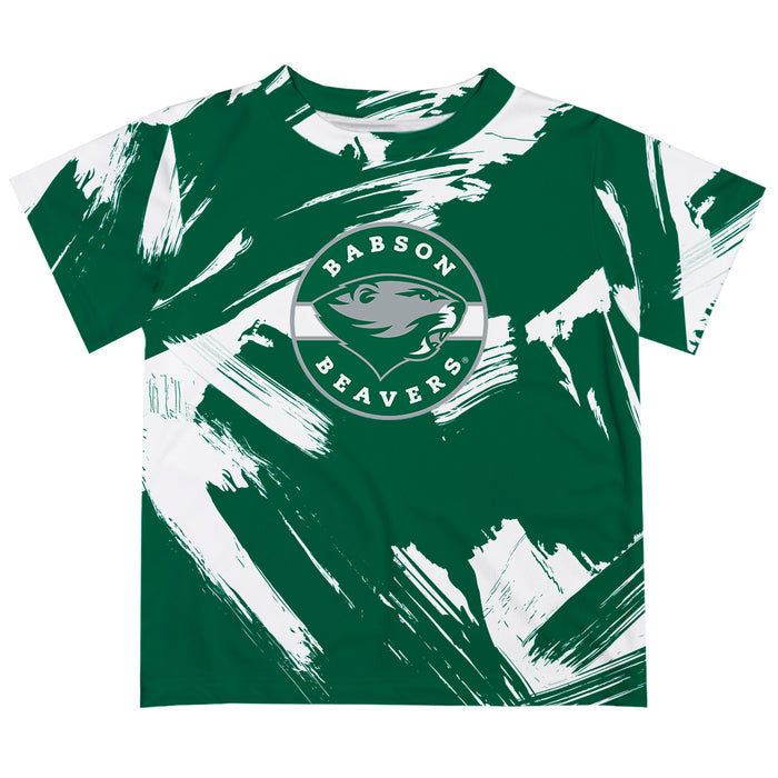 Babson College Beavers Vive La Fete Boys Game Day Green Short Sleeve Tee Paint Brush
