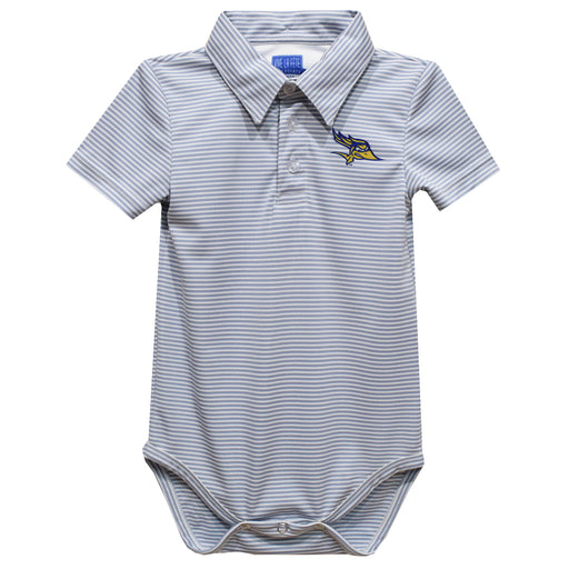 Cal State University Bakersfield Roadrunners CSUB Embroidered Gray Stripe Knit Polo Onesie
