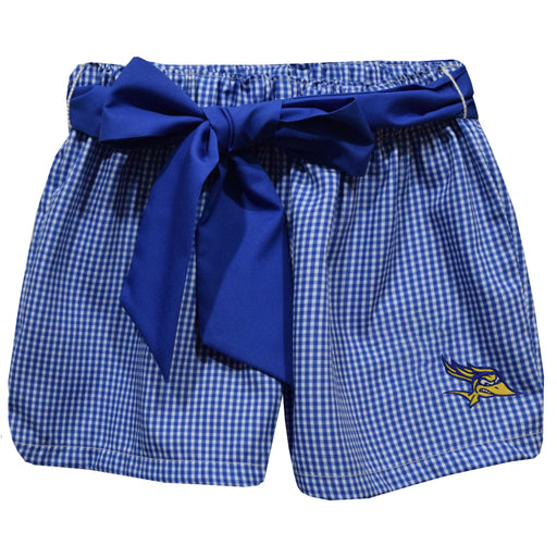 Cal State University Bakersfield Roadrunners CSUB Embroidered Royal Gingham Girls Short with Sash