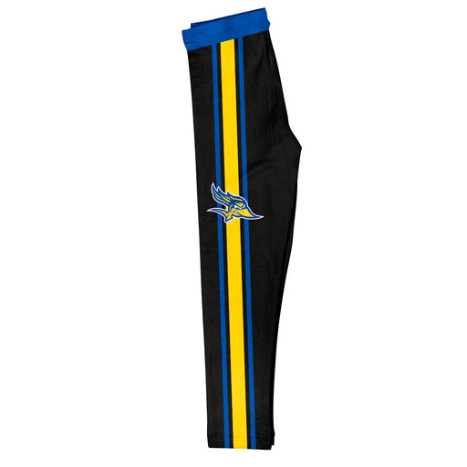 Cal State University Bakersfield Roadrunners CSUB Vive La Fete Girls Game Day Black with Blue Stripes Leggings Tights