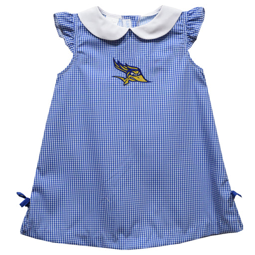 Cal State Univerisity Bakersfield Roadrunners CSUB Embroidered Royal Gingham A Line Dress