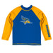 CSU Bakersfield Roadrunners Vive La Fete Logo Blue Gold Long Sleeve Raglan Rashguard
