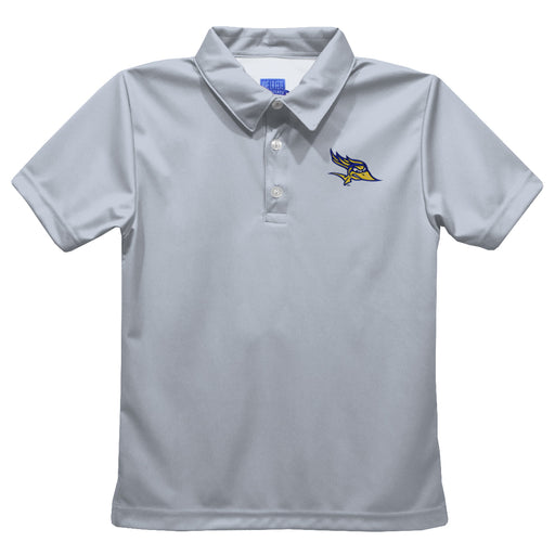 Cal State University Bakersfield Roadrunners CSUB Embroidered Gray Short Sleeve Polo Box Shirt