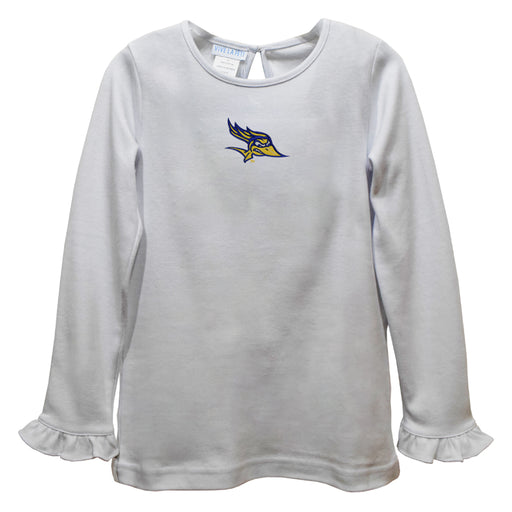 Cal State University Bakersfield Roadrunners CSUB Embroidered White Knit Long Sleeve Girls Blouse