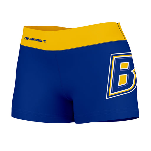 Bakersfield Roadrunners Vive La Fete Logo on Thigh & Waistband Blue Gold Women Yoga Booty Workout Shorts 3.75 Inseam