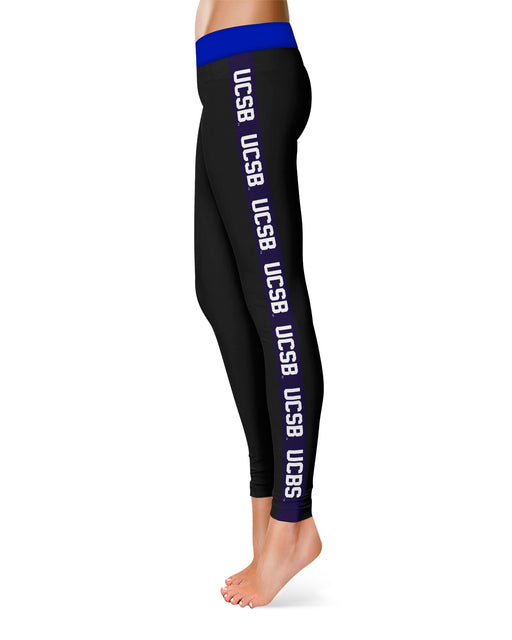 UC Santa Barbara Gauchos Vive La Fete Game Day Collegiate Purple Stripes Women Black Yoga Leggings 2 Waist Tights" - Vive La Fête - Online Apparel Store