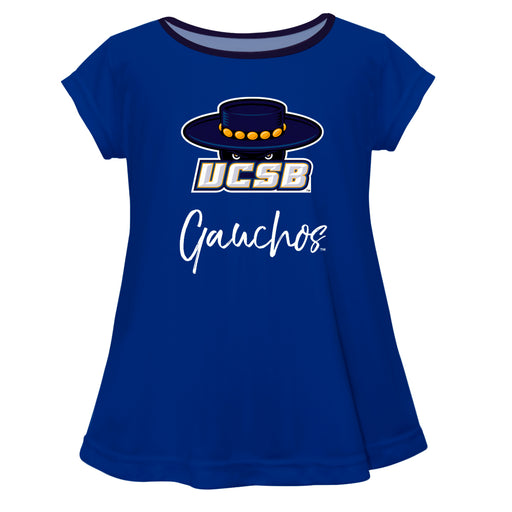 UC Santa Barbara Gauchos UCSB Vive La Fete Girls Game Day Short Sleeve Blue Top with School Logo and Name - Vive La Fête - Online Apparel Store