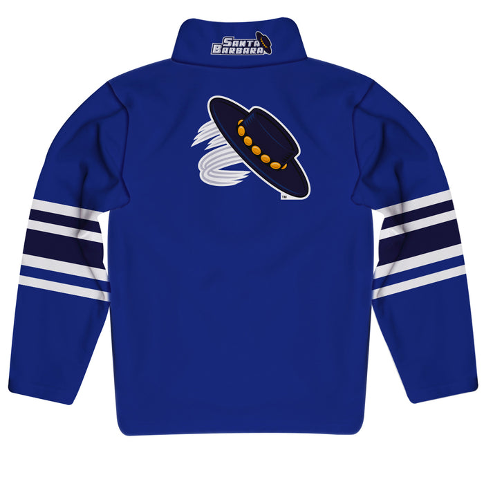UC Santa Barbara Gauchos UCSB Vive La Fete Game Day Blue Quarter Zip Pullover Stripes on Sleeves - Vive La Fête - Online Apparel Store